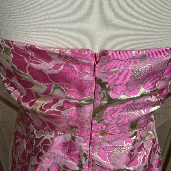 Lilly Pulitzer Raya pink and gold strapless silk blend dress Size 6 - Picture 6 of 13